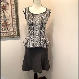 Cabi XS Peplum Sweater. Grays and white. Mostly cotton blend. Beautiful